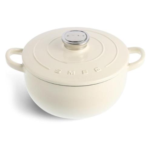 Smeg Braadpan Crème, Huis en Inrichting, Keuken | Potten en Pannen, Nieuw, Koekenpan of Braadpan, Gietijzer, Inductieplaat, Keramische plaat