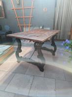 Spaanse eettafel met teakhouten blad, Ophalen, 100 tot 150 cm, Teakhout, 50 tot 100 cm