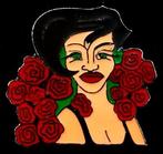 Pin Up pin- met rozen, Verzamelen, Verzenden, Nieuw, Figuurtje, Speldje of Pin