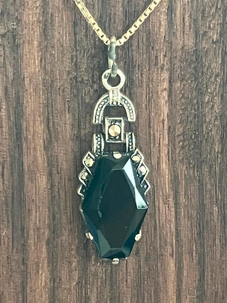 Art Deco kettinghanger, Sieraden, Tassen en Uiterlijk, Kettinghangers, Zo goed als nieuw, Zilver, Ophalen of Verzenden