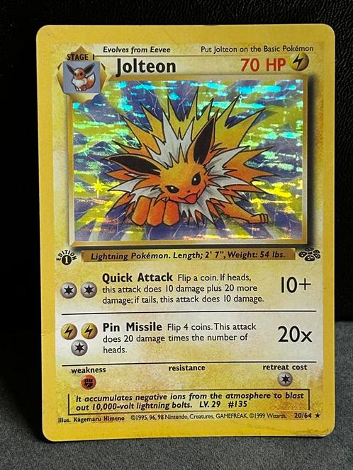 Jolteon Vintage 20/64 Damaged, Hobby en Vrije tijd, Verzamelkaartspellen | Pokémon, Gebruikt, Losse kaart, Verzenden