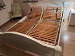 Te koop: wit grene bed met 2 elektische lattenbodems 140x200, Ophalen, Wit, Tweepersoons, 140 cm
