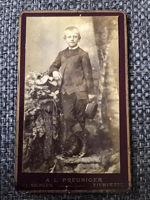 CDV, Jongen, A.L. Preuniger, Vlissingen, Carte de Visite, Verzamelen, Foto's en Prenten, Gebruikt, Foto, Kind, Voor 1940, Ophalen of Verzenden