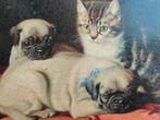 GLICEE KATJE MET 2 MOPSHONDJES, Ophalen of Verzenden
