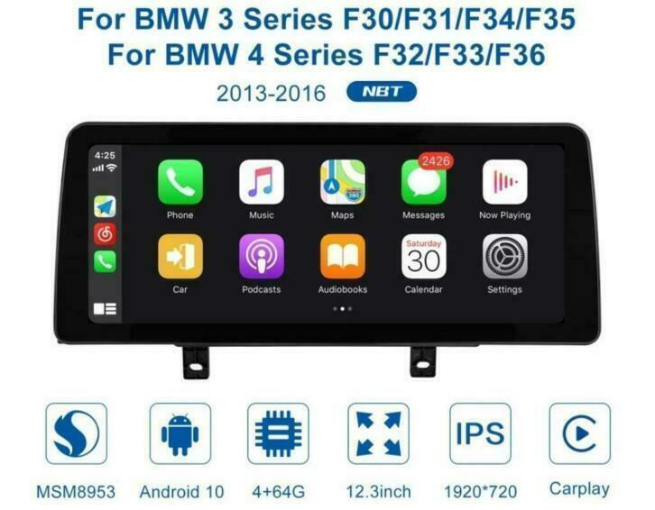 BMW 3serie F30 4serie F32 12,3inch android 10 apple carplay, Ophalen of Verzenden, Nieuw