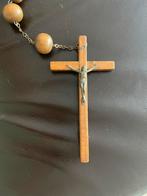 Grote antieke rozenkrans 1,45m lang, hout met metaal, Antiek en Kunst, Ophalen