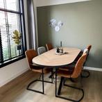 4 x Riv eetkamerstoelen - stof, Huis en Inrichting, Stoelen, Ophalen, Gebruikt, Bruin, Vier