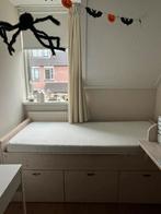 Eenpersoonsbed steigerhout whitewash met bureau, Ophalen, Gebruikt, 90 cm, Eenpersoons