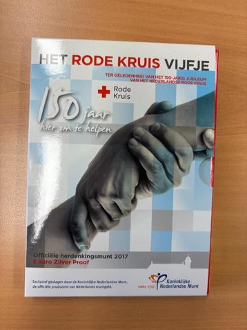 Vijfje proof Rode Kruis zilver in blister van KNM uit 2017 beschikbaar voor biedingen