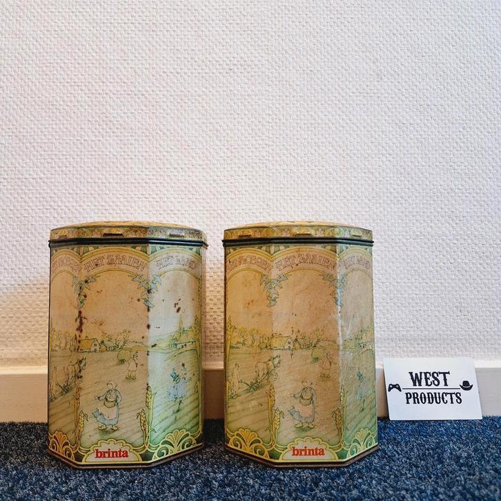 2x Vintage Brinta Blik, Verzamelen, Blikken, Gebruikt, Overige, Overige merken, Ophalen of Verzenden
