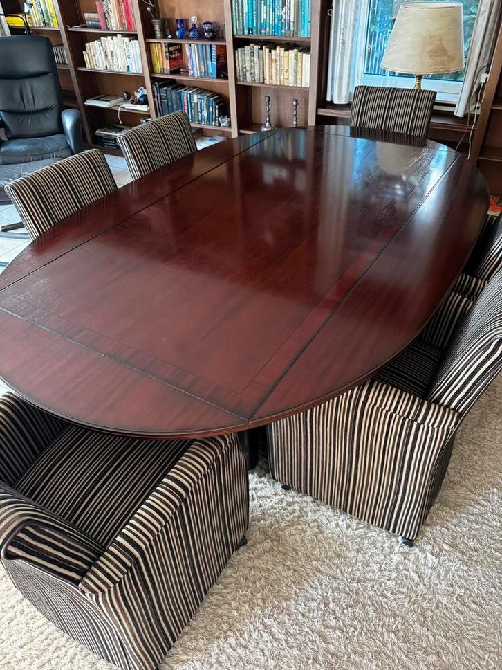 Prachtige mahoniehouten tafel zgan, met 6 stoelen, Antiek en Kunst, Antiek | Meubels | Tafels, Ophalen of Verzenden