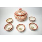 # 3 stuks Vintage soepterrine met 5 schaaltjes aardewerk, Antiek en Kunst, Antiek | Keramiek en Aardewerk, Ophalen