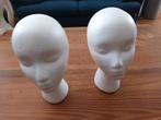 Twee piepschuim paspoppen hoofden, Ophalen of Verzenden
