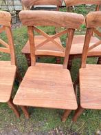 5 teakhouten Eetkamerstoelen Uni Antiek Arnhem, Ophalen, Gebruikt, Bruin, Landelijk