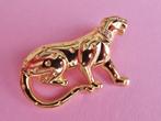 jwg Vintage 70s 80s luipaard panter kat broche goud verguld, Overige materialen, 4 tot 7 cm, Verzenden, Zo goed als nieuw