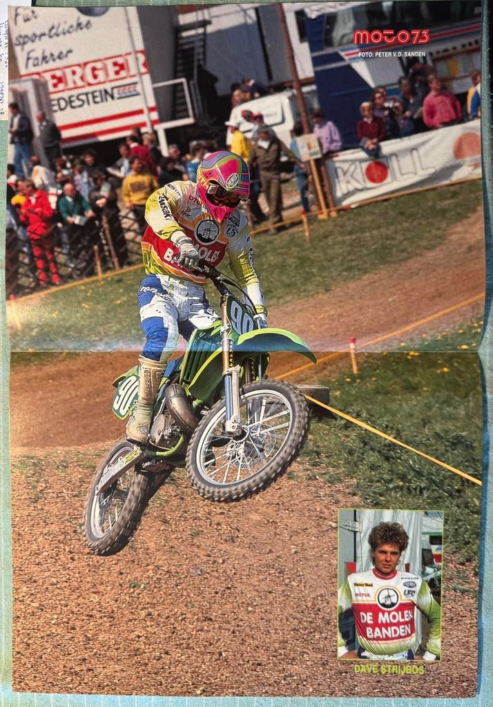 Poster Dave Strijbos op Kawasaki, Verzamelen, Verzenden, Zo goed als nieuw, Motoren