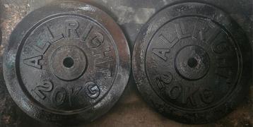 2x 20kg zwarte gietijzeren 30mm halterschijven ALLRIGHT beschikbaar voor biedingen