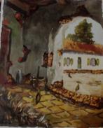 Olieverf  Spaanse farmkippen ., Antiek en Kunst, Kunst | Schilderijen | Klassiek, Ophalen of Verzenden