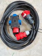 10,3 mtr kabel. 16 amp 5 x 2,5 mm2  Met adapter naar 3x 220v, Ophalen, Gebruikt, 16 Amp krachtstroom, Apparatuur