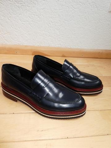 NIEUW Massimo Dutti maat 41 penny loafers blauw bruin