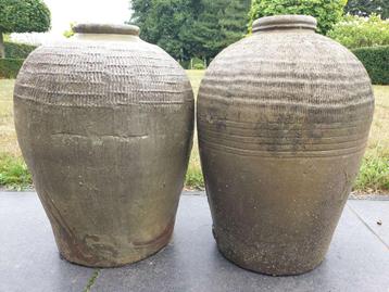 2x terracotta kruik amfoor tuinvaas H 48cm perfekte staat !! beschikbaar voor biedingen