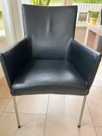 4 leren eetkamerstoelen zwart, Huis en Inrichting, Stoelen, Ophalen, Gebruikt, Zwart, Leer