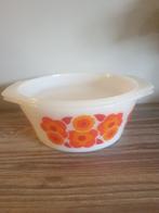 Vintage Schaal met Deksel - Oranje Bloemmotief, Ophalen of Verzenden, Gebruikt