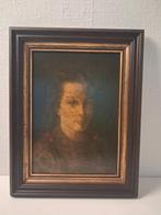 Portret vrouw. Olieverf op hardboard., Antiek en Kunst, Ophalen of Verzenden