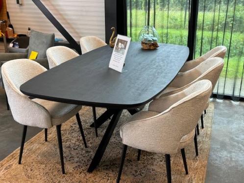Deens Ovaal of Ovale tafel met facet rand in Zwart / Naturel, Huis en Inrichting, Tafels | Eettafels, Nieuw, 100 tot 150 cm, 200 cm of meer