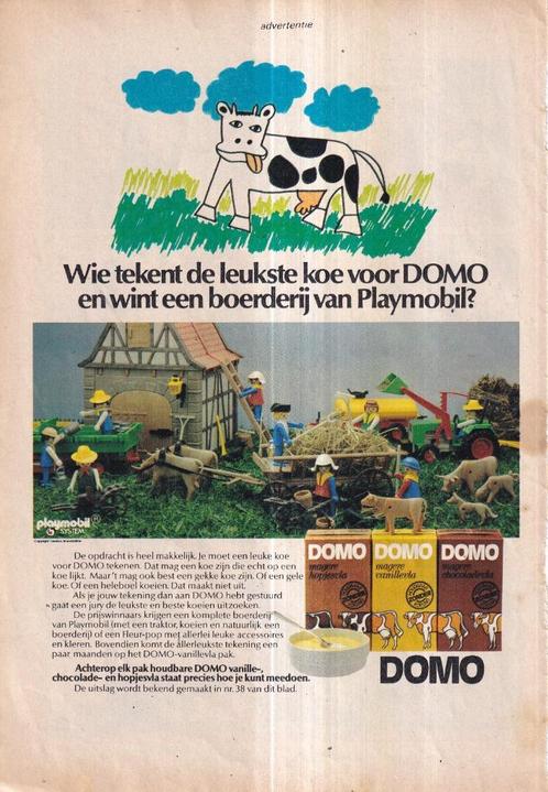 Retro reclame 1979 Domo & Playmobil actie boerderij, Verzamelen, Retro, Overige typen, Ophalen of Verzenden