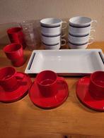 Mepal servies Marina soepkoppen beker schaal glazen rood wit, Caravans en Kamperen, Kampeeraccessoires, Ophalen of Verzenden, Gebruikt