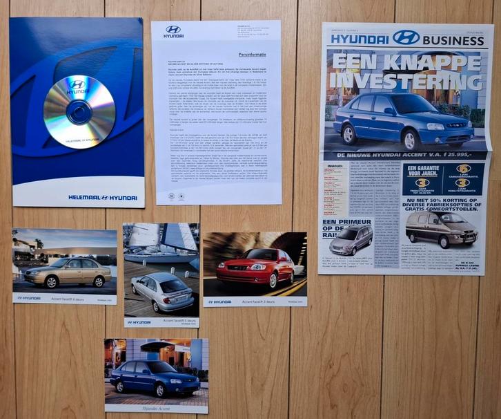 Hyundai Accent, 1 persmapje + 15 andere Accent items € 17,50, Boeken, Auto's | Folders en Tijdschriften, Zo goed als nieuw, Overige merken