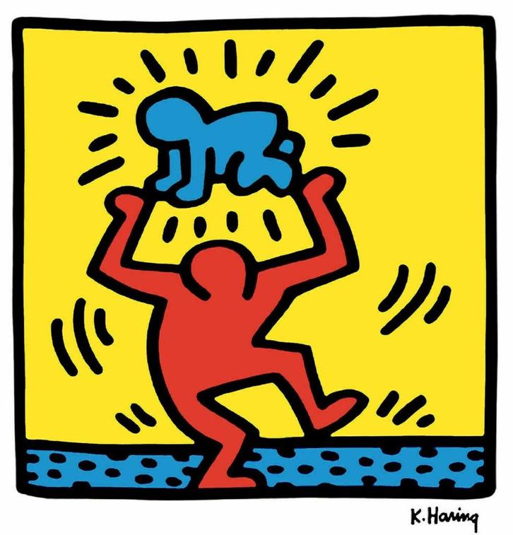 Keith Haring - Baby Overhead - Fine Art Drukgesign., Antiek en Kunst, Kunst | Litho's en Zeefdrukken, Ophalen of Verzenden