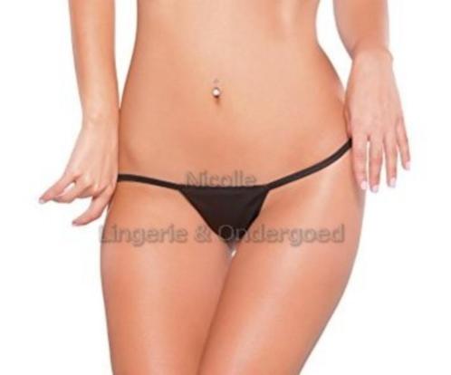 Leather Look Mini String Zwart One Size (010), Kleding | Dames, Ondergoed en Lingerie, String, Zwart, Ophalen of Verzenden