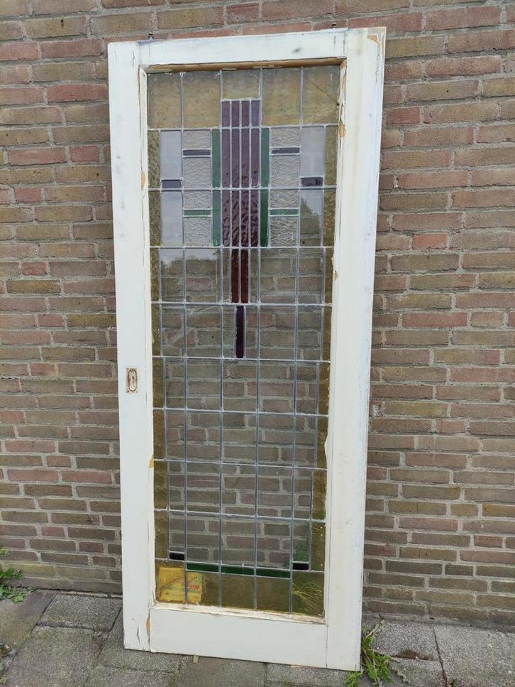 2x glas in lood deuren raam ensuite deuren schuifdeuren, Doe-het-zelf en Verbouw, Deuren en Horren, Binnendeur, 200 tot 215 cm