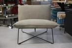 2 x luxe fauteuil EARL Jess design metaal leer naturel beige, Huis en Inrichting, Fauteuils, Ophalen, Zo goed als nieuw, Metaal