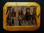 Icoon De vlucht naar Egypte omrand met bladgoud Maria Jezus, Antiek en Kunst, Ophalen of Verzenden