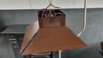 Retro hanglamp met grote bruine metalen kappen. S22, Tweedehands verkoop, Tweedehands verkoop, Gebruikt, Ophalen of Verzenden