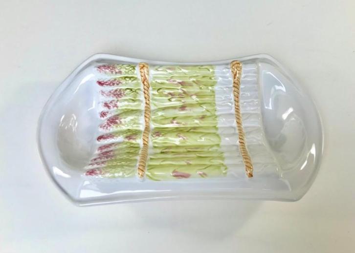 Asperge schaal Barbotine Majolica presenteer schaal, Huis en Inrichting, Keuken | Keukenbenodigdheden, Zo goed als nieuw, Ophalen of Verzenden