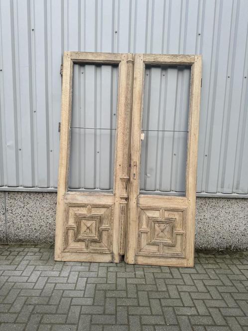Prachtige antieke eiken set ensuitedeuren uit 1890, Doe-het-zelf en Verbouw, Deuren en Horren, Zo goed als nieuw, Binnendeur, 215 cm of meer