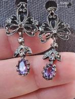 Oorbellen Ametist Gregoriaanse Zilver 1980 Paars, Hangers, Paars, Ophalen of Verzenden, Zo goed als nieuw