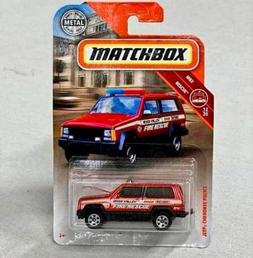 Matchbox MB 574 Jeep Cherokee Police Fire Rescue Metal 1:64 beschikbaar voor biedingen