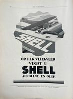 3 advertenties 1930 Shell aeroline olie luchtvaart art deco, Ophalen of Verzenden, Zo goed als nieuw, Reclamebord