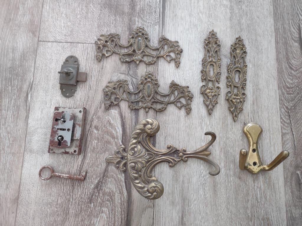 Prachtig koperen hang en sluitwerk, koperen kapstok haken., Antiek en Kunst, Antiek | Koper en Brons, Ophalen of Verzenden, Koper