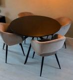 Eetkamerstoelen 4 beige kuipstoelen velvet, Ophalen, Overige materialen, Overige kleuren, Vier