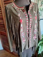 Groen suedine jasje franjes xxl, Ophalen of Verzenden, Zo goed als nieuw, Maat 46/48 (XL) of groter, Groen