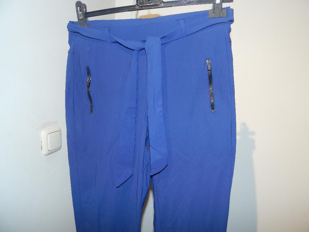 Studio Anneloes travel stof broek blauw strik band S/M, Studio Anneloes, Zo goed als nieuw, Maat 36 (S), Lang