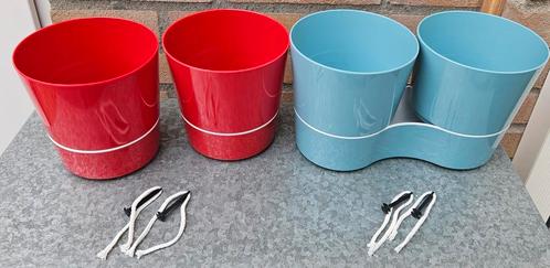 Mepal zelfbewaterende rode kruidenpotten met touwtjes, Huis en Inrichting, Keuken | Tupperware, Zo goed als nieuw, Rood, Ophalen of Verzenden