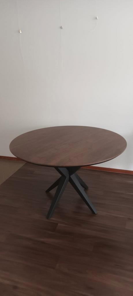 Ronde eettafel (120 cm) met metalen onderstel, Huis en Inrichting, Tafels | Eettafels, Zo goed als nieuw, 100 tot 150 cm, 100 tot 150 cm