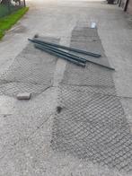 Restant hekwerkgaas en palen groen, Tuin en Terras, Tuinhekken en Hekwerk, Ophalen of Verzenden, Gebruikt, IJzer, Gaashekwerk